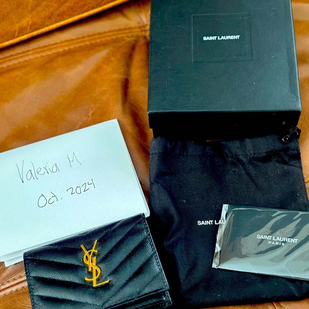 100% Authentic YSL Saint Laurent Cassandre Compact Wallet